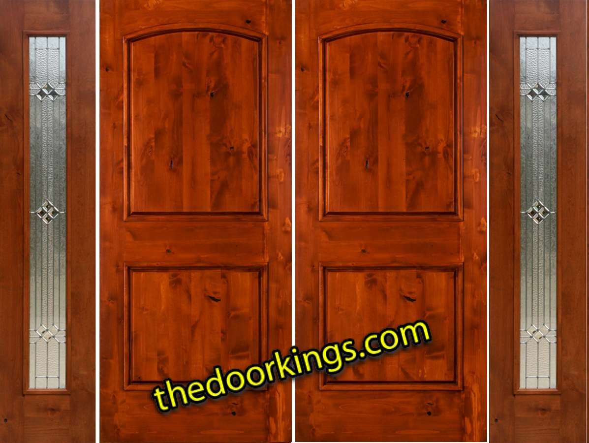 sw66 knotty alder double door with builder zinc sidelites